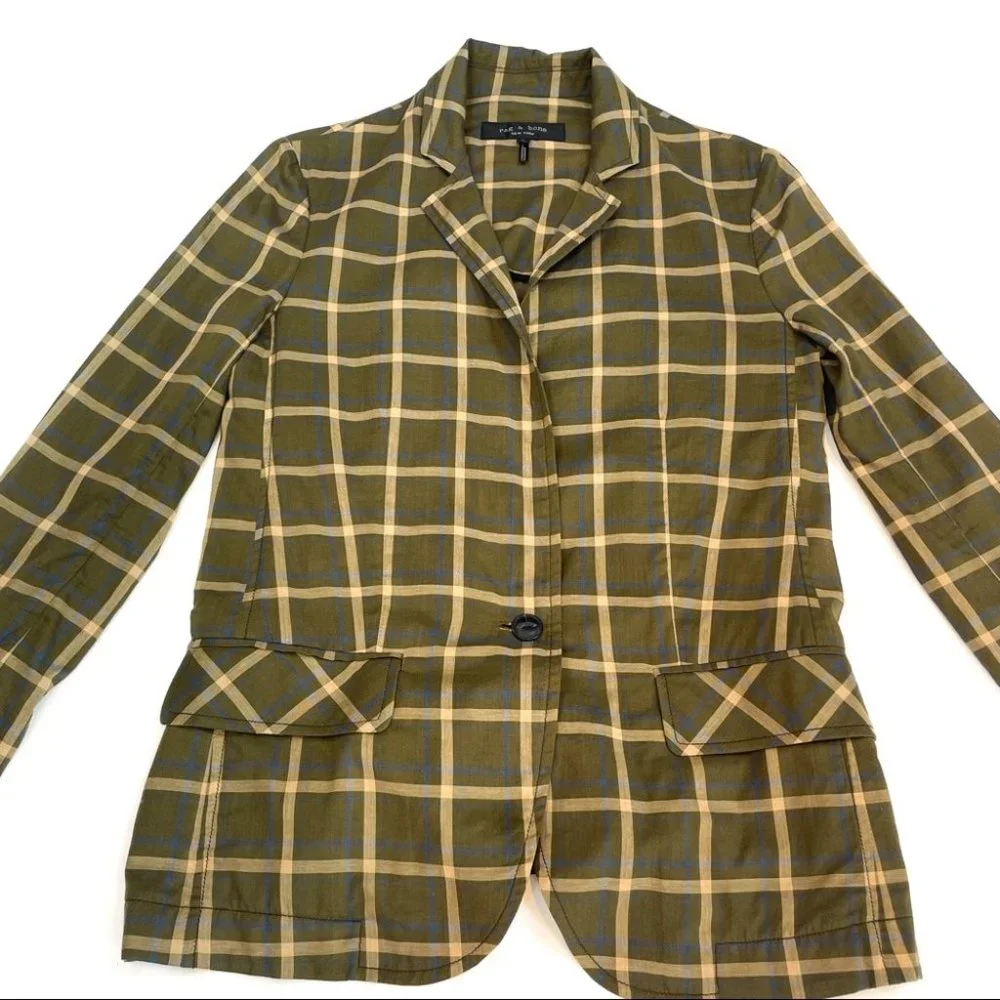Rag and Bone Sybil Blazer Plaid Green (Size 0) - Picture 6 of 13